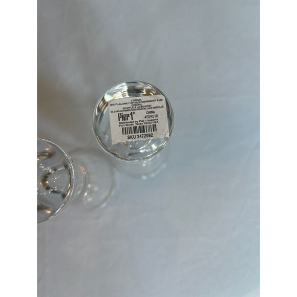 Set of 2 Pier One Cordial Mouth Blown Glass Bubble Base Shot Glasses - Picture 8 of 10